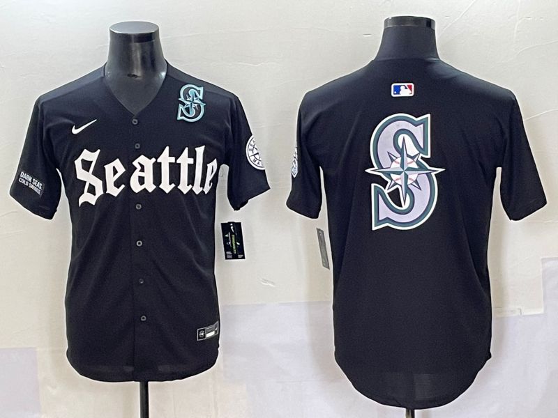 Men 2025 Seattle Mariners Blank black Five generations Joint Name Nike MLB Jersey style 17->seattle mariners->MLB Jersey